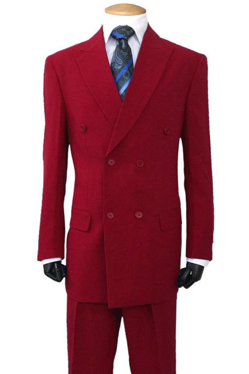 Classic Burgundy Poplin Suit | Fortino Landi | Mens Double Breasted Fit - Elegant Mensattire