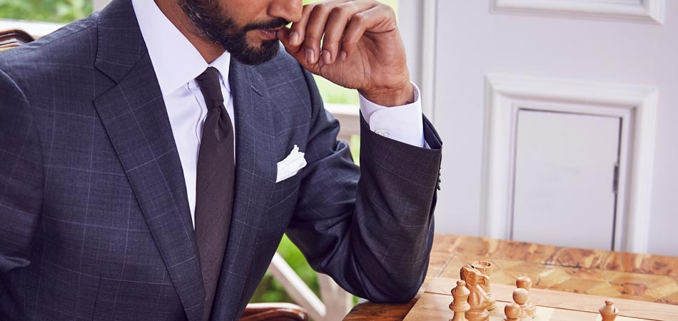 How to match a tie with a windowpane suit?