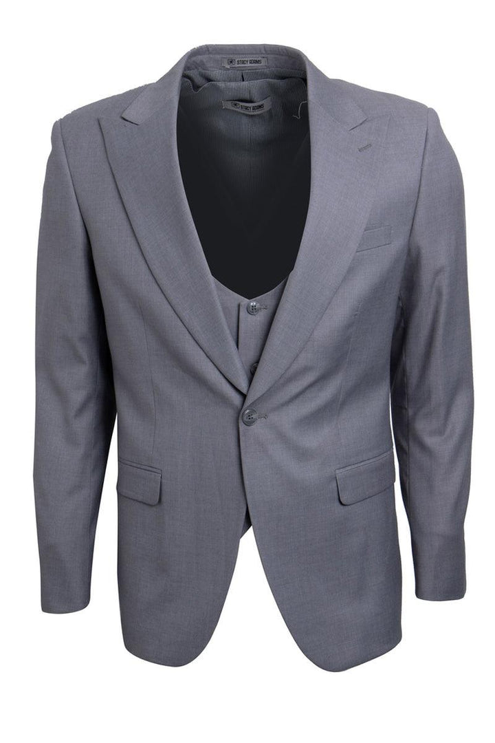 Answer: Men's Light Grey Vest One-Button Suit by Stacy Adams - Elegant Mensattire