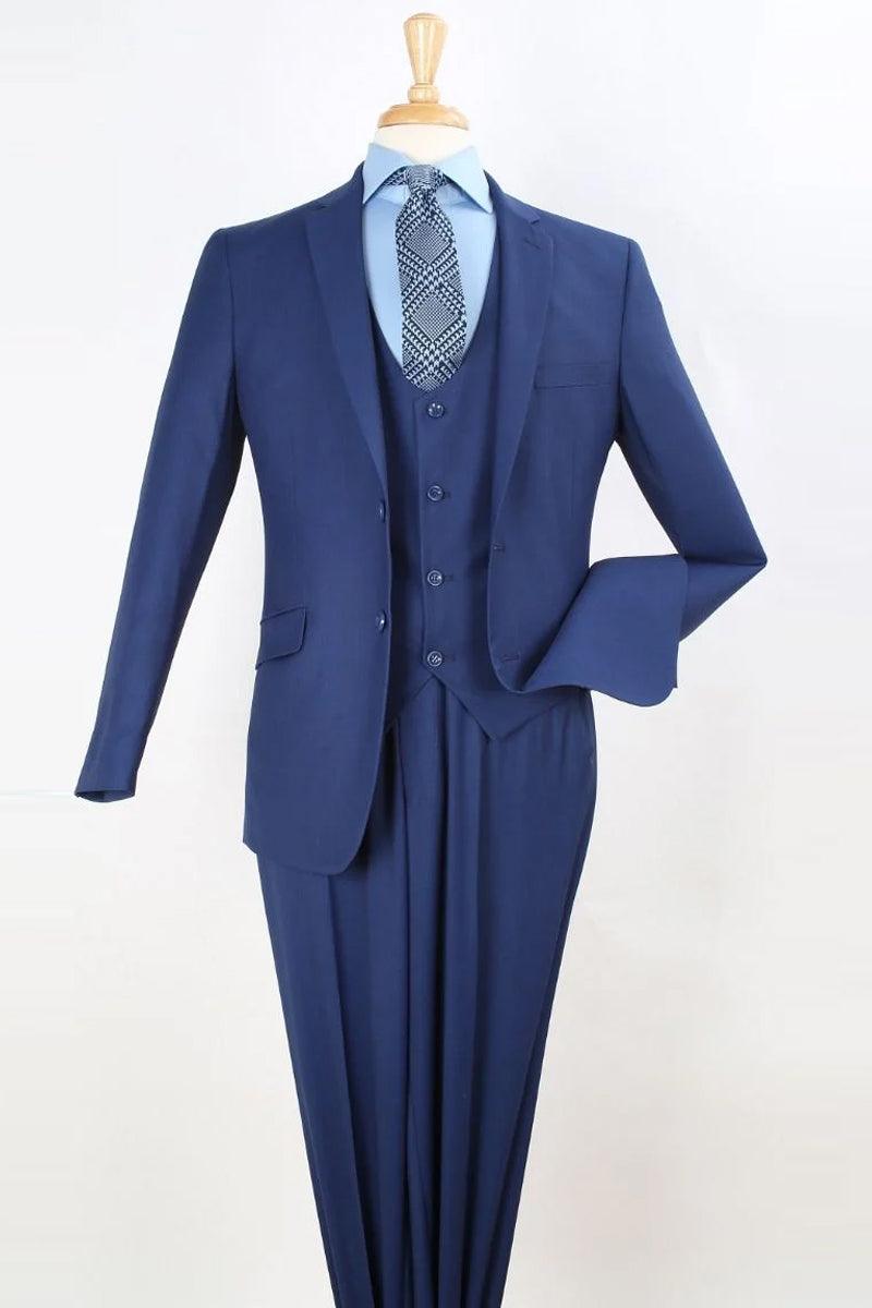 Apollo King Men's 2-Button Indigo Blue Slim-Fit Vested Suit - Elegant Mensattire
