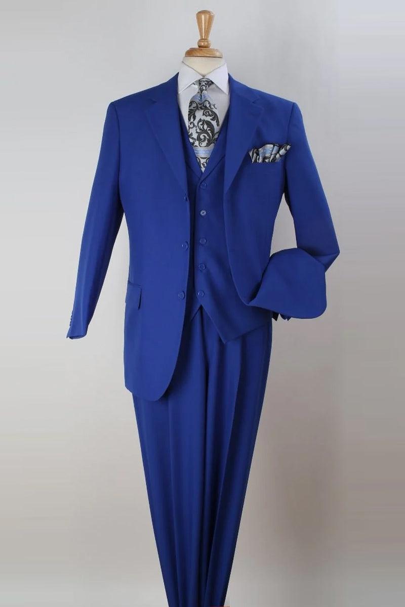 Apollo King Men's 3-Btn Classic Fit Royal Blue Vested Suit - Elegant Mensattire