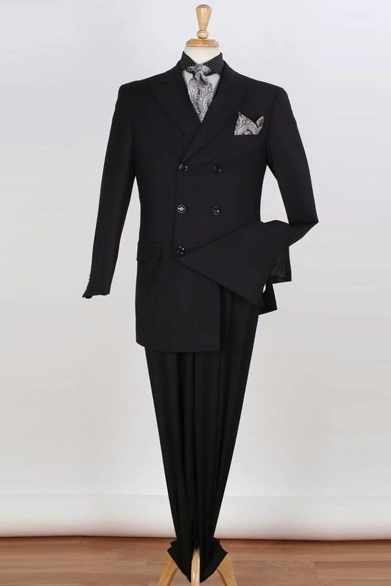 "Apollo King Men's Classy Three-Quarter Length DB Suit –Black" - Elegant Mensattire