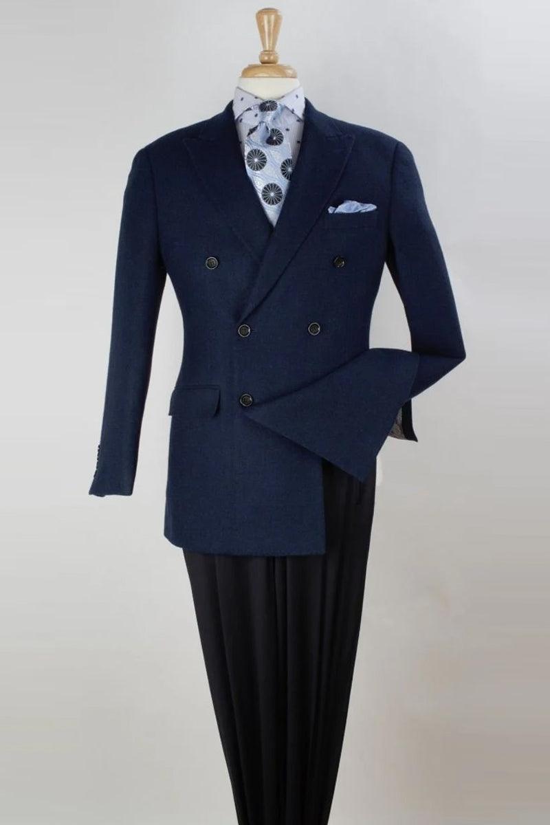 "Apollo King Men's Navy Double-Breasted Sport Coat: Classic Fit" - Elegant Mensattire