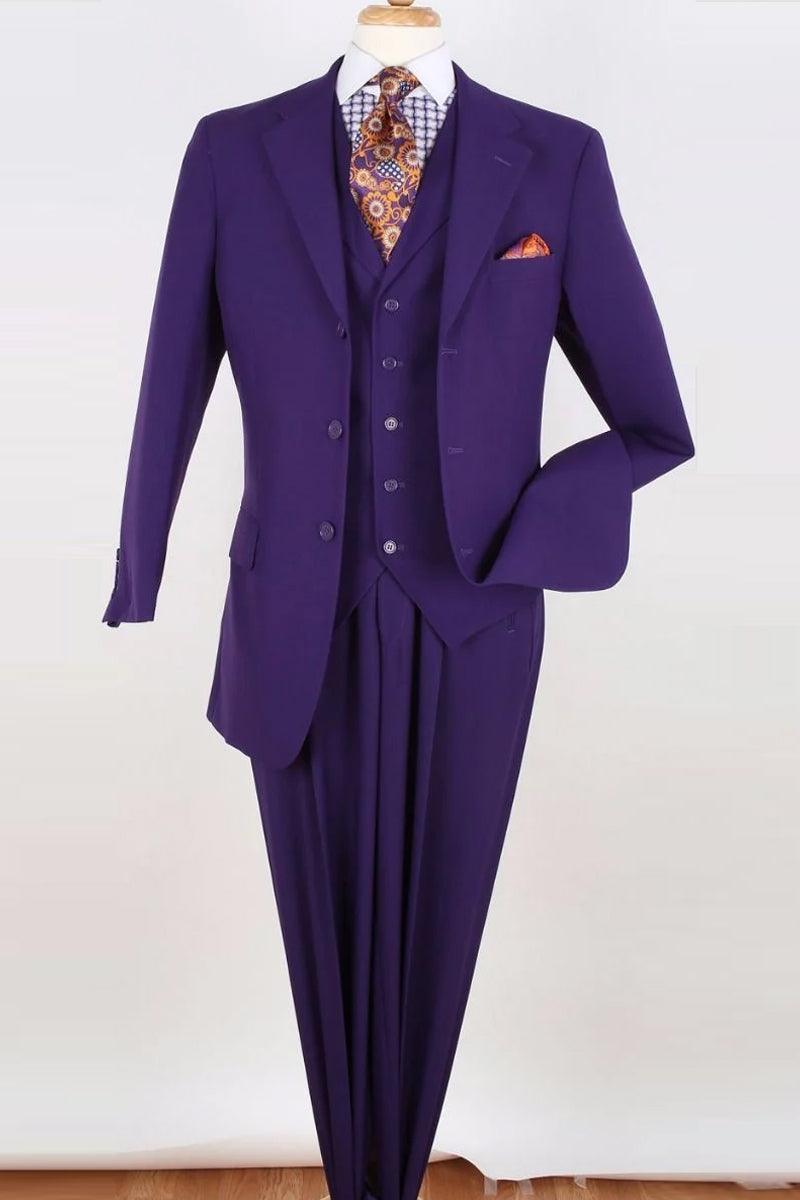 Apollo King Men's Purple Classic Fit Vested Suit - Elegant Mensattire