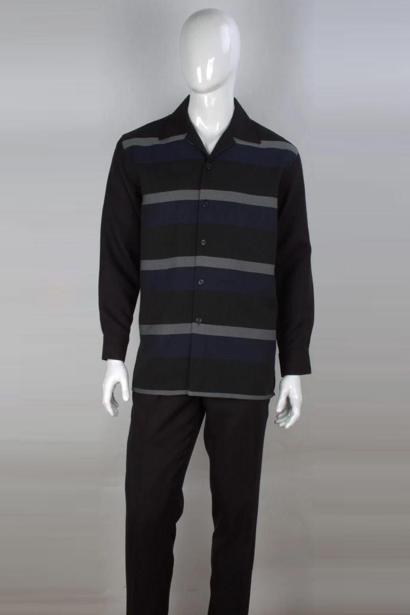 "Apollo King Men's Striped Leisure Suit - Timeless Casual Style" - Elegant Mensattire