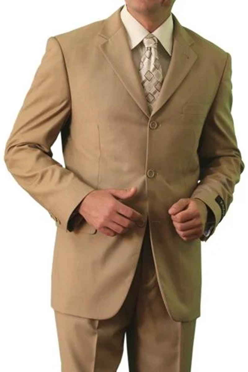 "Apollo King Mens Classic Fit Camel Poplin Two-Piece Suit" - Elegant Mensattire