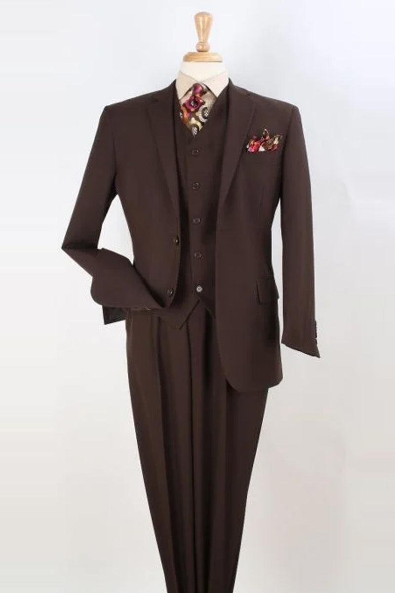 Apollo King Mens Vest Suit | Classic Fit Brown | 2-Button Pleats - Elegant Mensattire