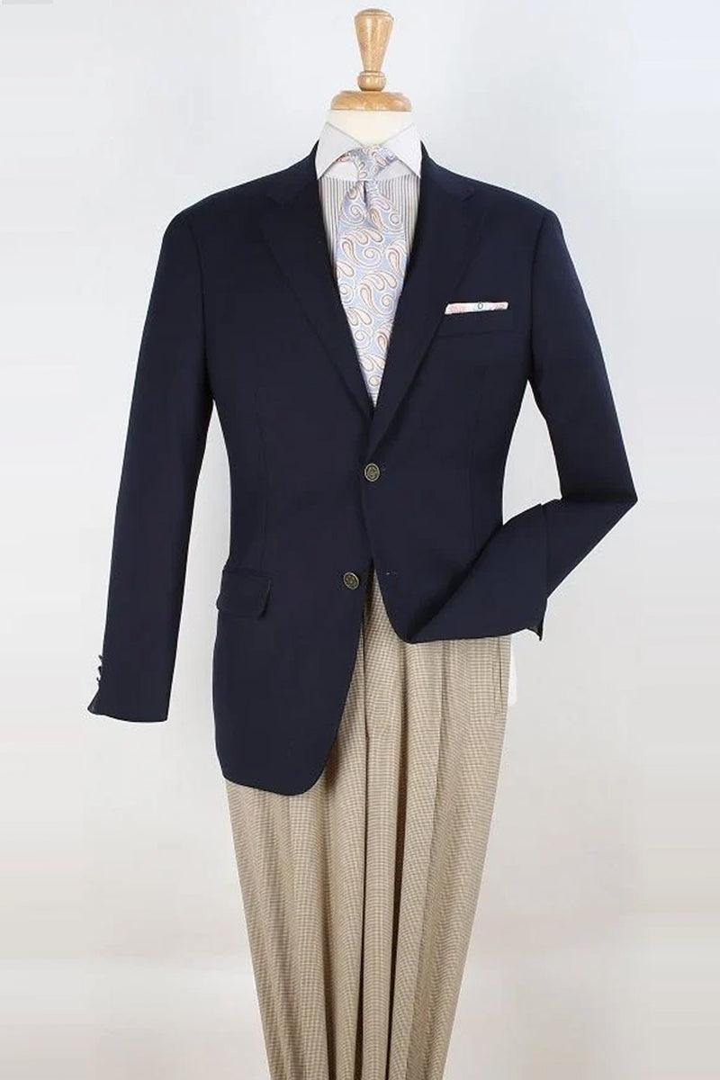 Apollo King Navy Classic Wool 2-Btn Sport Coat Blazer - Elegant Mensattire