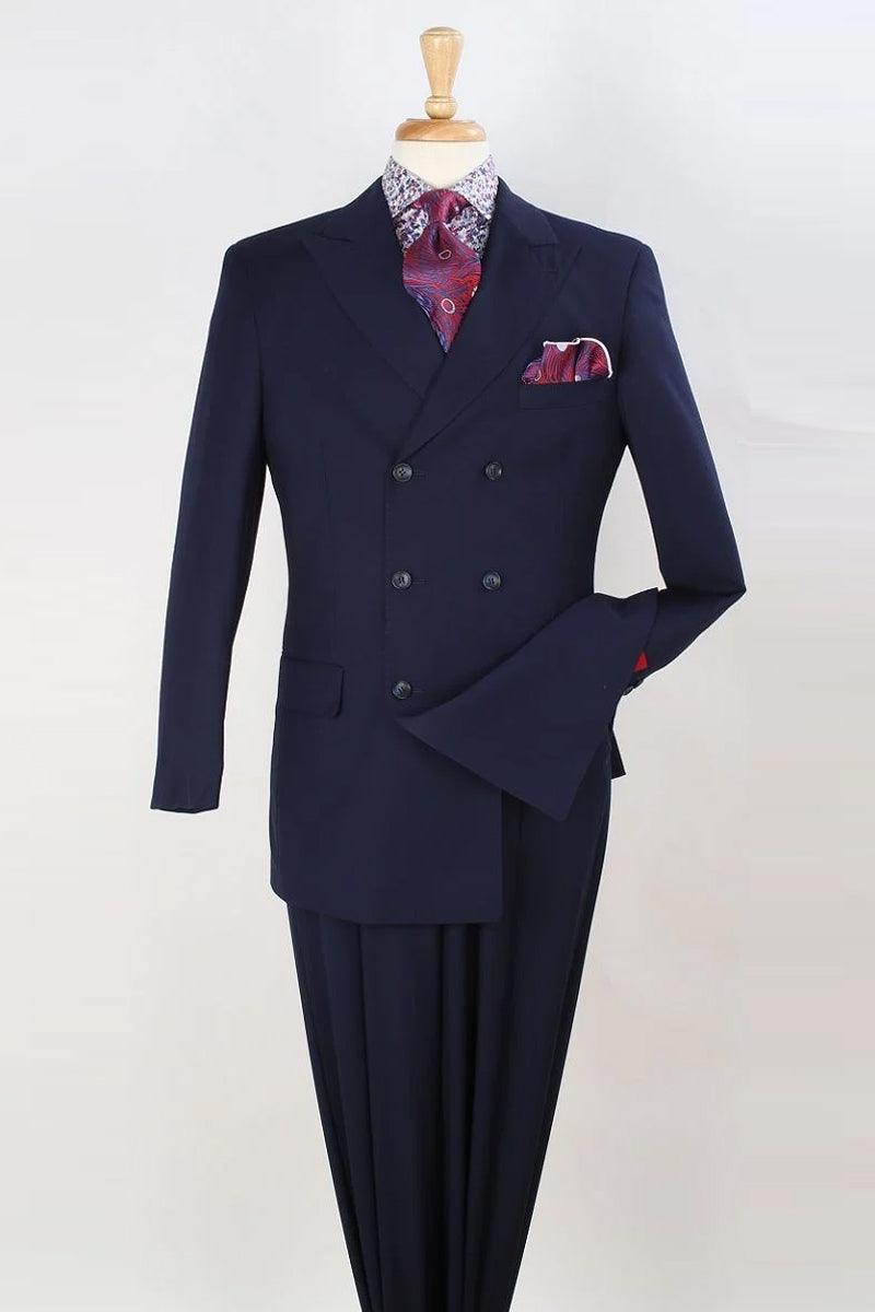 "Apollo King Navy Double Breasted Fashion Suit for the Modern Gentleman" - Elegant Mensattire