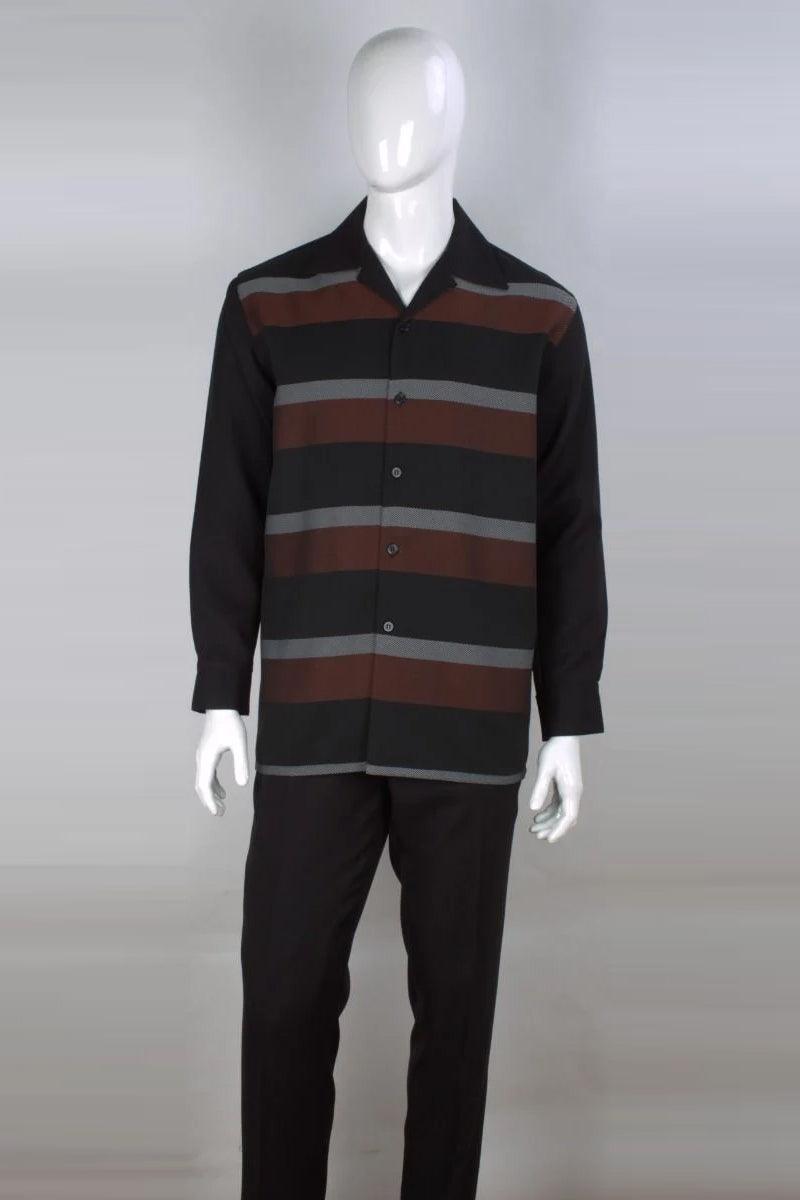 "Apollo King Stripe Menssuit: Luxurious Long Sleeve Casual Elegance" - Elegant Mensattire