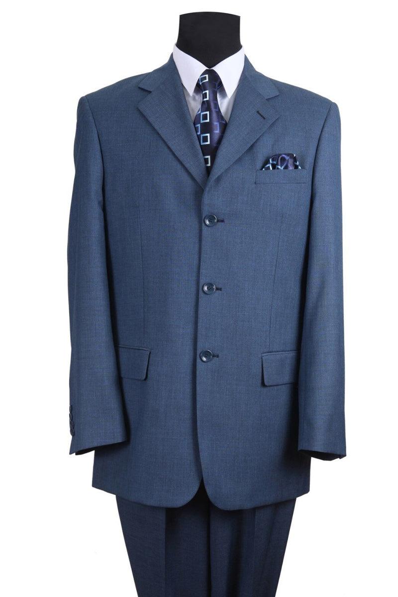 "Blue Texured 3-Button Classic-Fit Suit: From Fortino Landi." - Elegant Mensattire