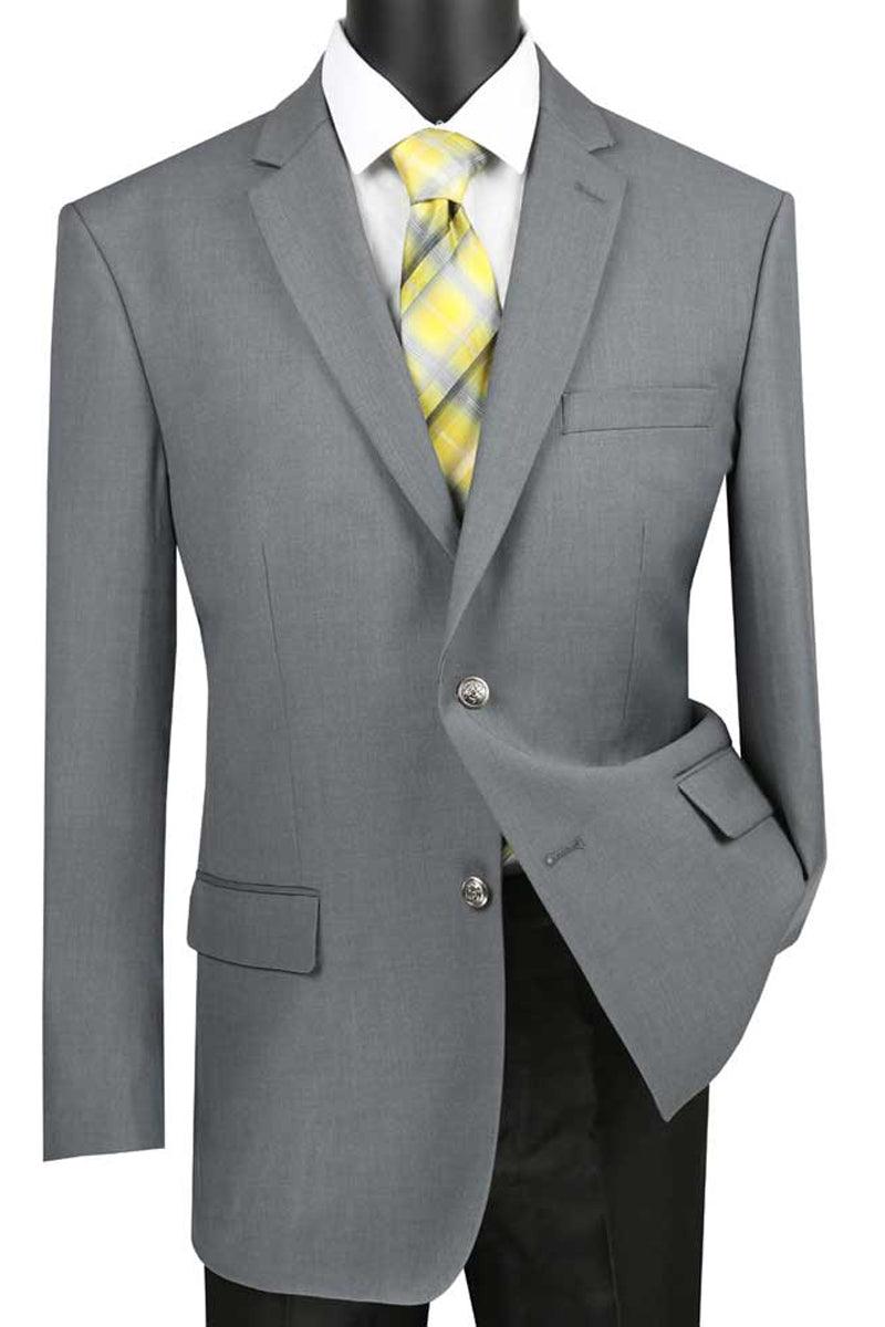 Brand Vinci Men's Classic Fit Grey 2-Button Sport Dress Blazer Jacket - Elegant Mensattire