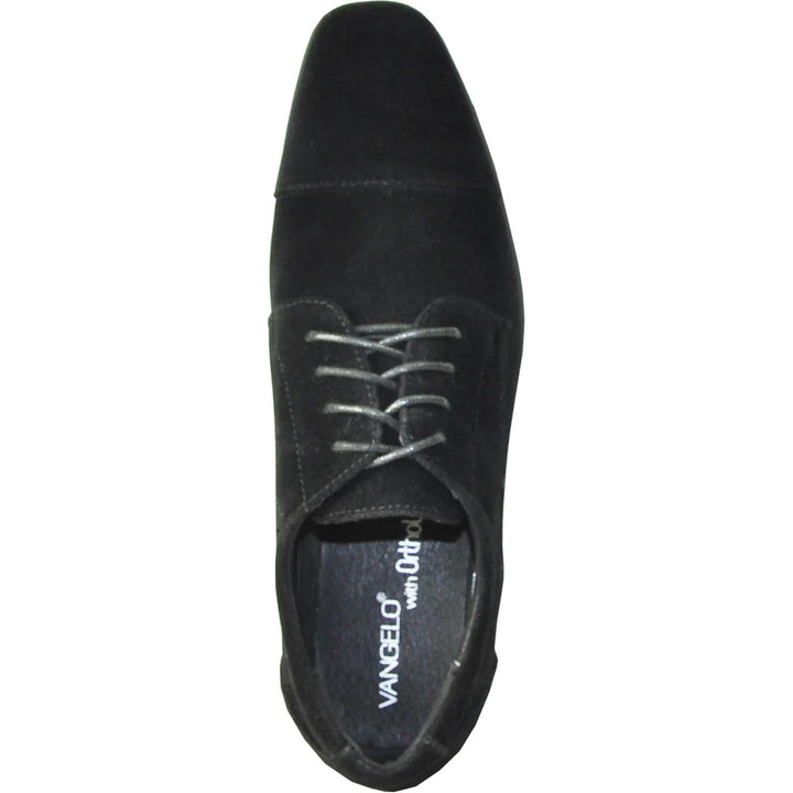 "Bravo Black Suede Cap-Toe Dress Shoes for Weddings & Prom" - Elegant Mensattire