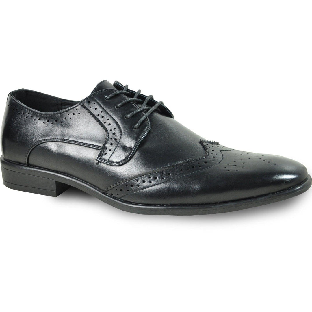 Bravo - Black Wingtip Lace-Up Dress Shoes - 1920s Vintage Style - Elegant Mensattire