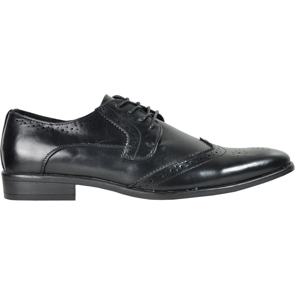 Bravo - Black Wingtip Lace-Up Dress Shoes - 1920s Vintage Style - Elegant Mensattire