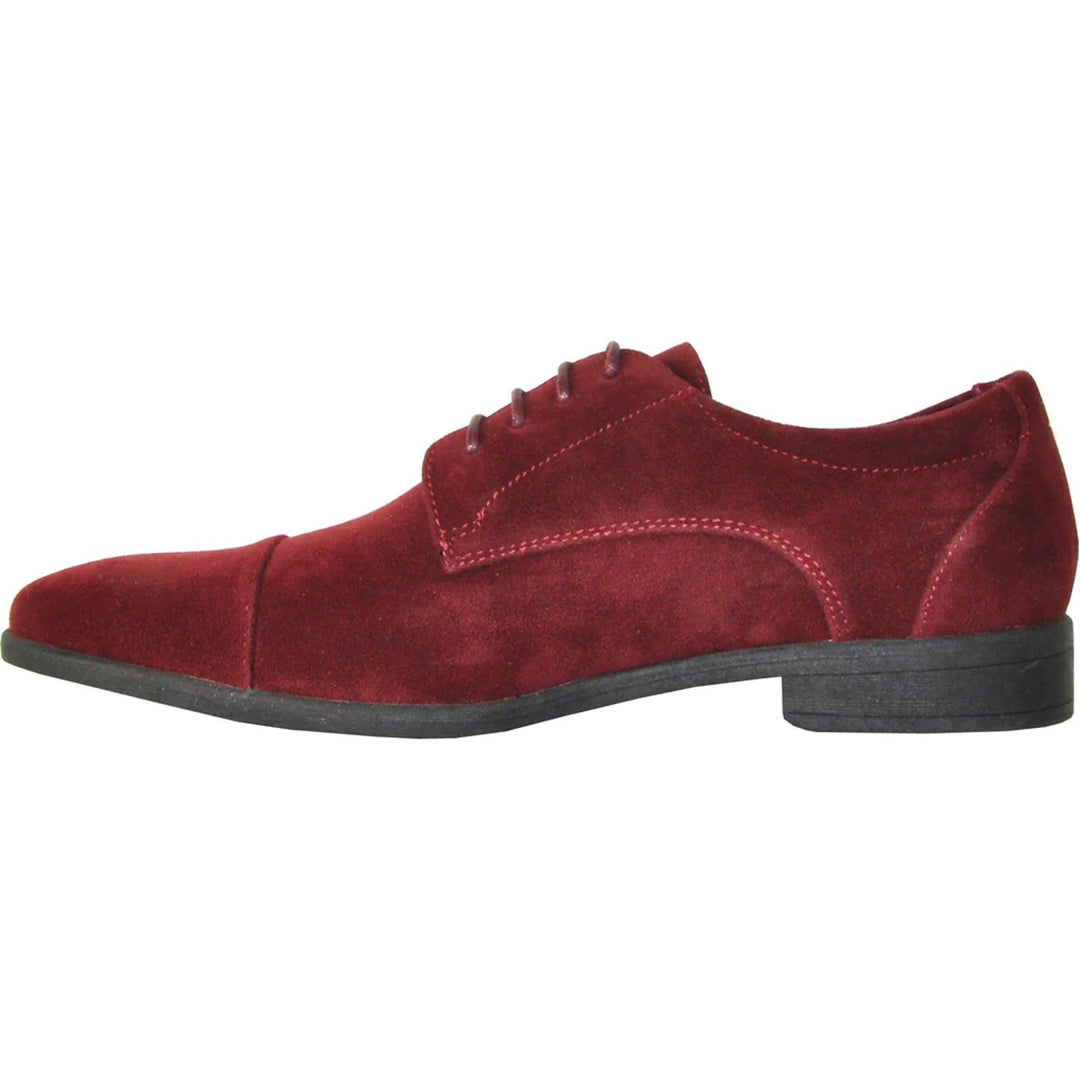 Bravo Burgundy Suede Cap Toe Dress Shoes - Wedding & Prom Style - Elegant Mensattire