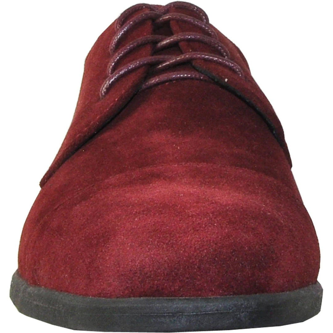 Bravo Burgundy Suede Cap Toe Dress Shoes - Wedding & Prom Style - Elegant Mensattire