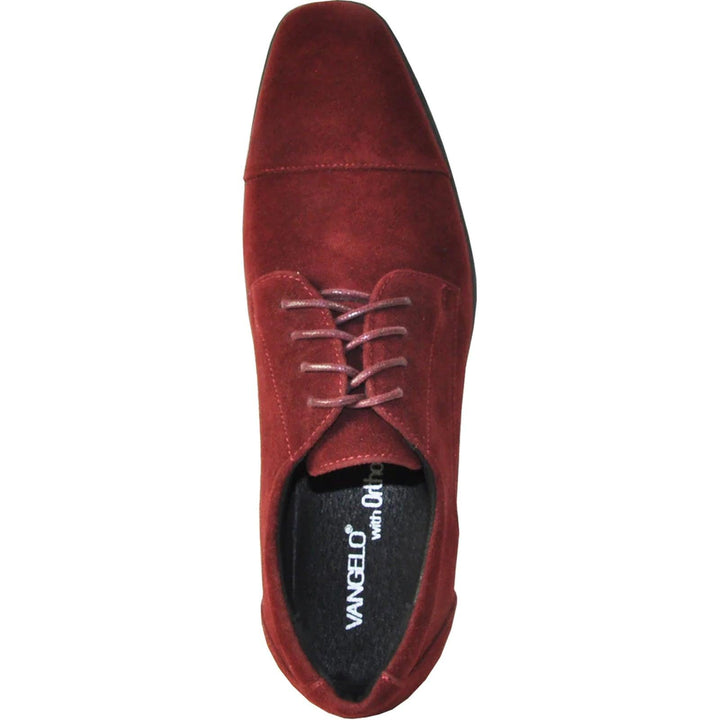 Bravo Burgundy Suede Cap Toe Dress Shoes - Wedding & Prom Style - Elegant Mensattire