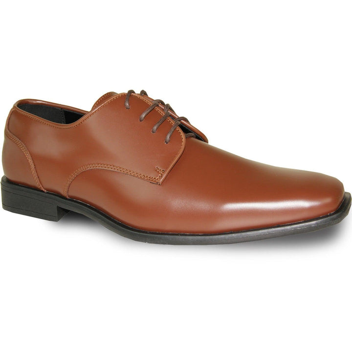 "Bravo Cognac Modern Oxford Dress Shoe: Pointed Square Toe" - Elegant Mensattire