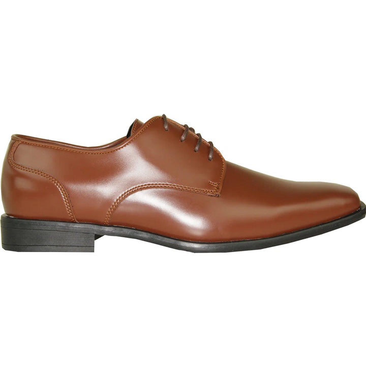 "Bravo Cognac Modern Oxford Dress Shoe: Pointed Square Toe" - Elegant Mensattire