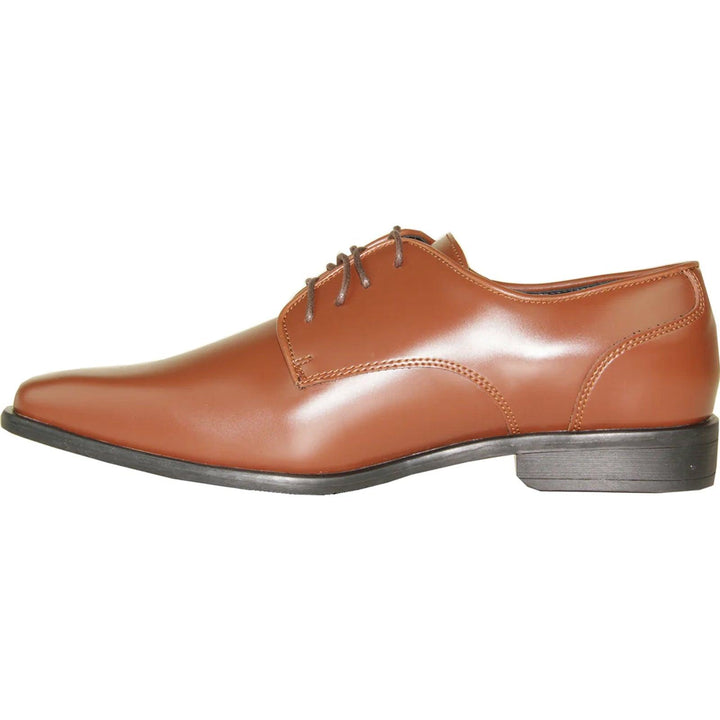 "Bravo Cognac Modern Oxford Dress Shoe: Pointed Square Toe" - Elegant Mensattire