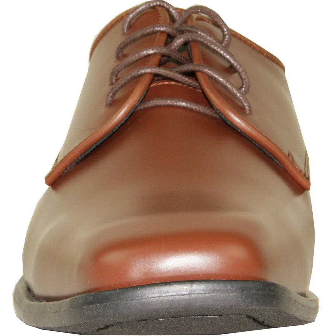 "Bravo Cognac Modern Oxford Dress Shoe: Pointed Square Toe" - Elegant Mensattire