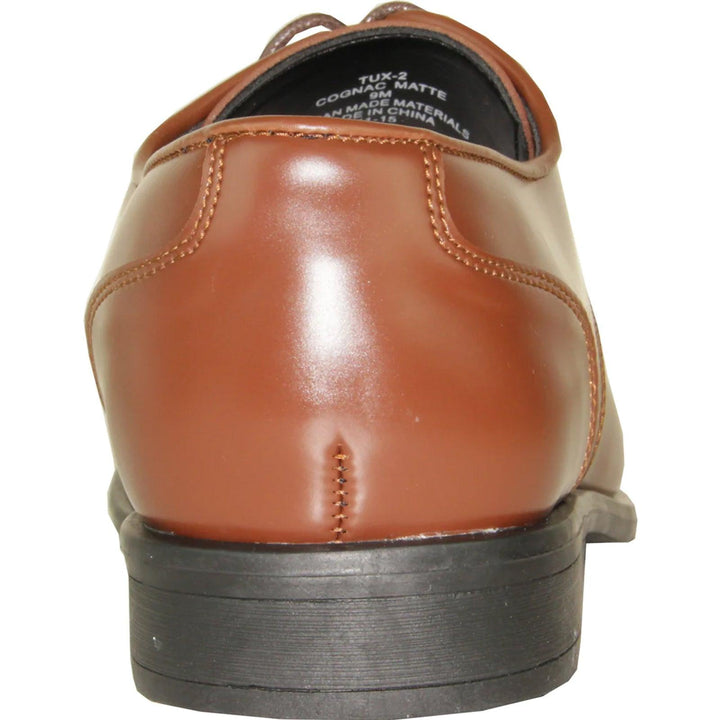 "Bravo Cognac Modern Oxford Dress Shoe: Pointed Square Toe" - Elegant Mensattire