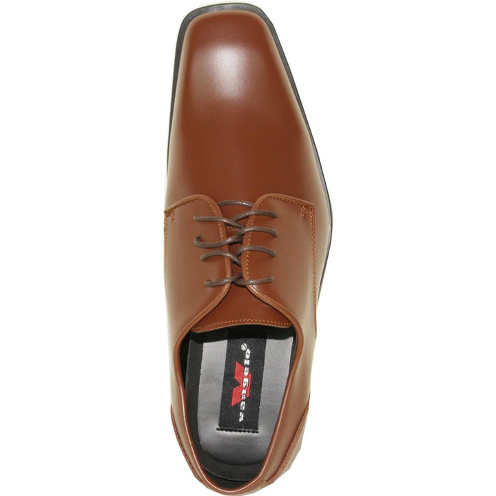 "Bravo Cognac Modern Oxford Dress Shoe: Pointed Square Toe" - Elegant Mensattire