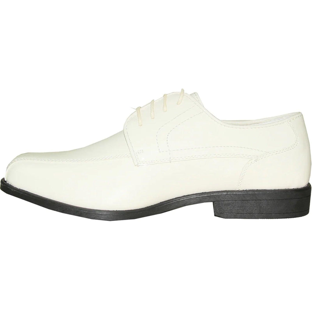 "Bravo Ivory Double Runner Shiny Patent Dress Shoes: Refined for Weddings & Proms" - Elegant Mensattire