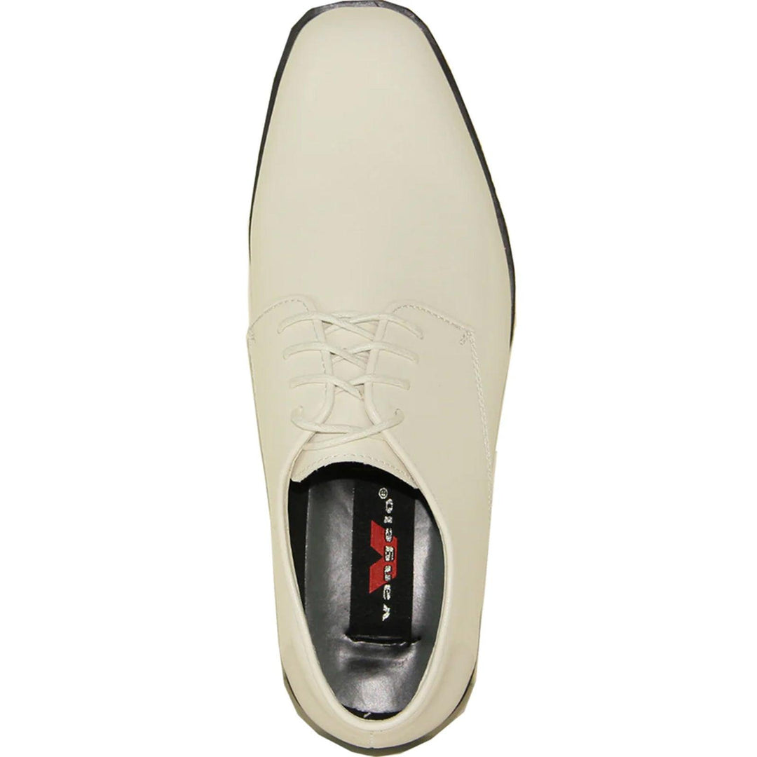 Bravo "Ivory Shine" Classic Plain Tuxedo Oxford Dress Shoes - Elegant Mensattire