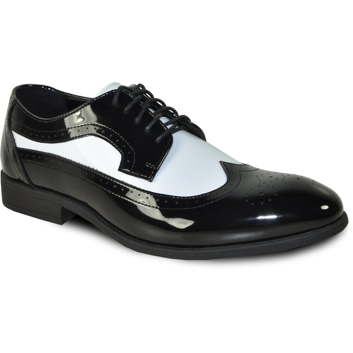 Bravo Men's 1920s Gangster Wingtip Dress Shoe - Black & White - Elegant Mensattire