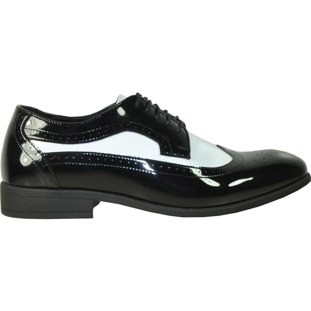 Bravo Men's 1920s Gangster Wingtip Dress Shoe - Black & White - Elegant Mensattire