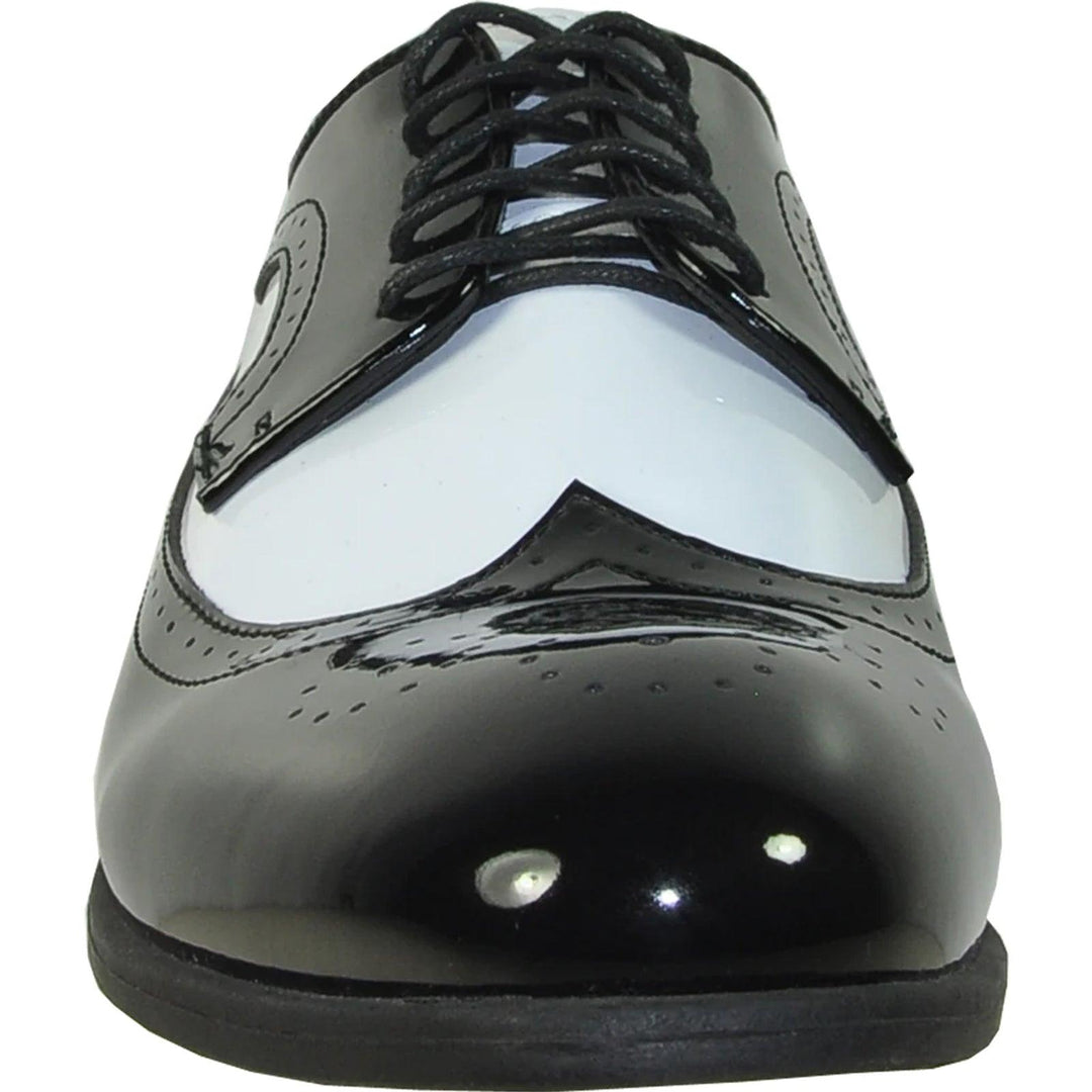 Bravo Men's 1920s Gangster Wingtip Dress Shoe - Black & White - Elegant Mensattire