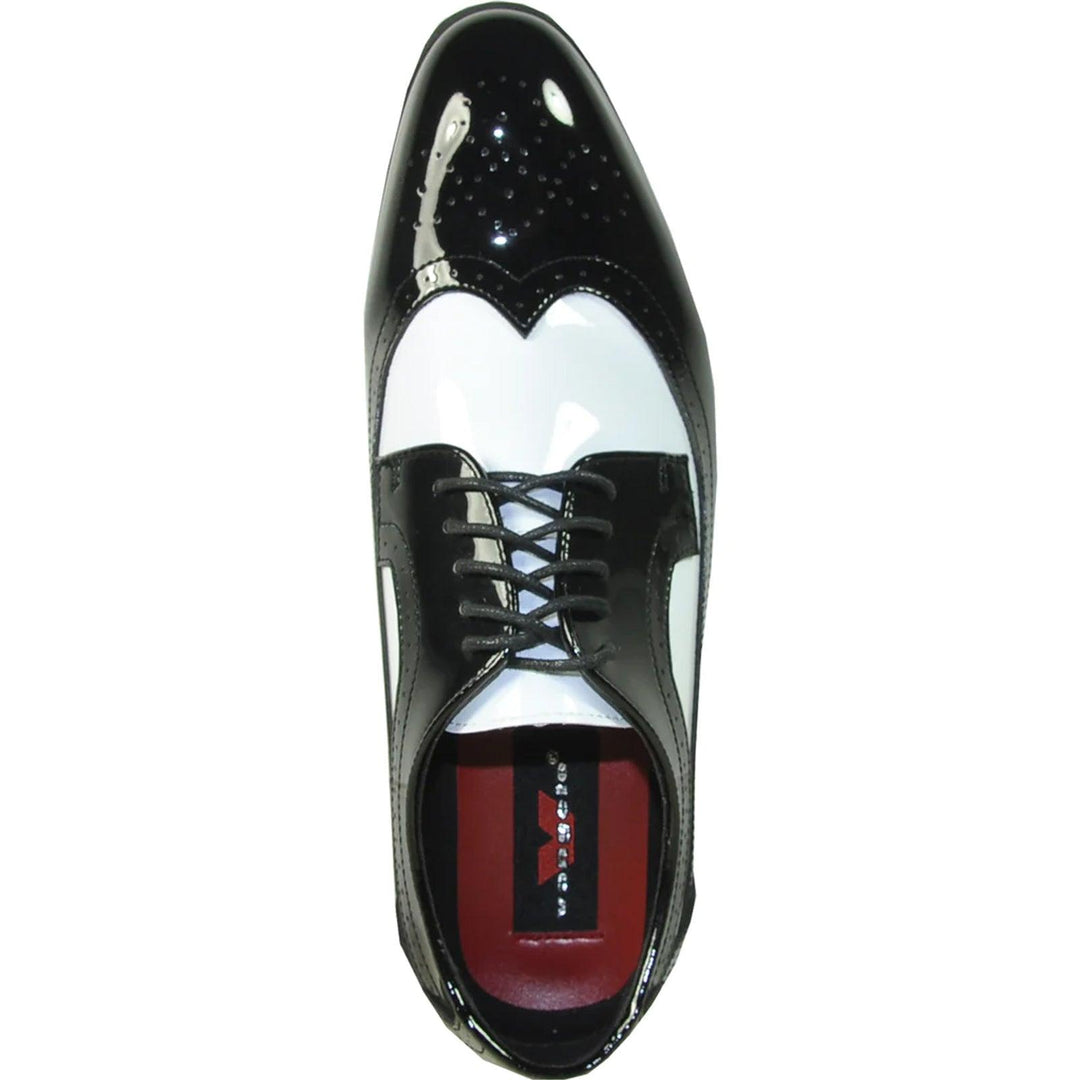 Bravo Men's 1920s Gangster Wingtip Dress Shoe - Black & White - Elegant Mensattire