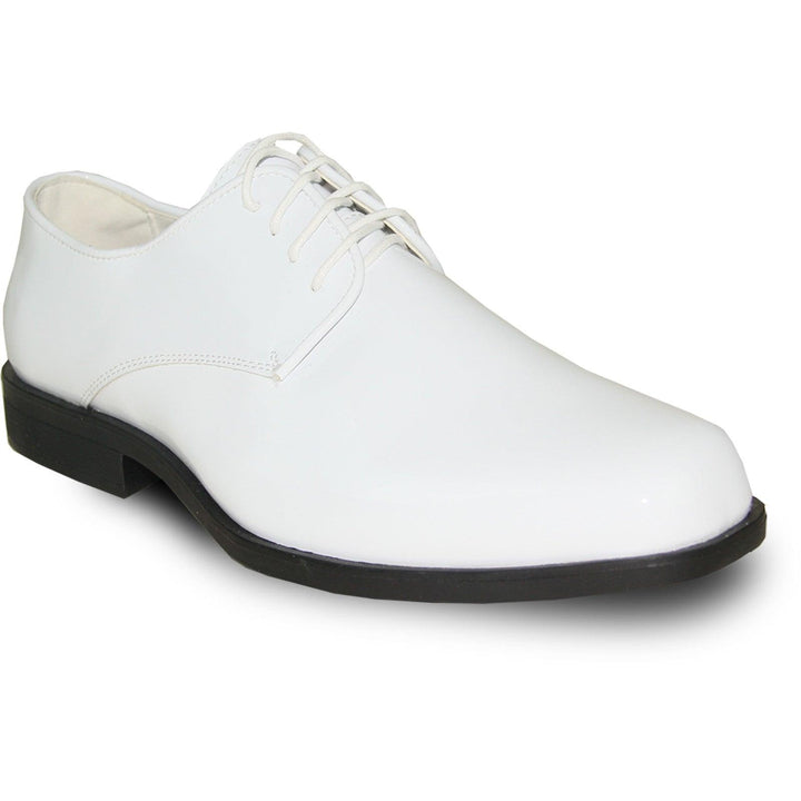 Bravo Men's Glossy White Patent Square Toe Tuxedo Dress Shoe - Elegant Mensattire