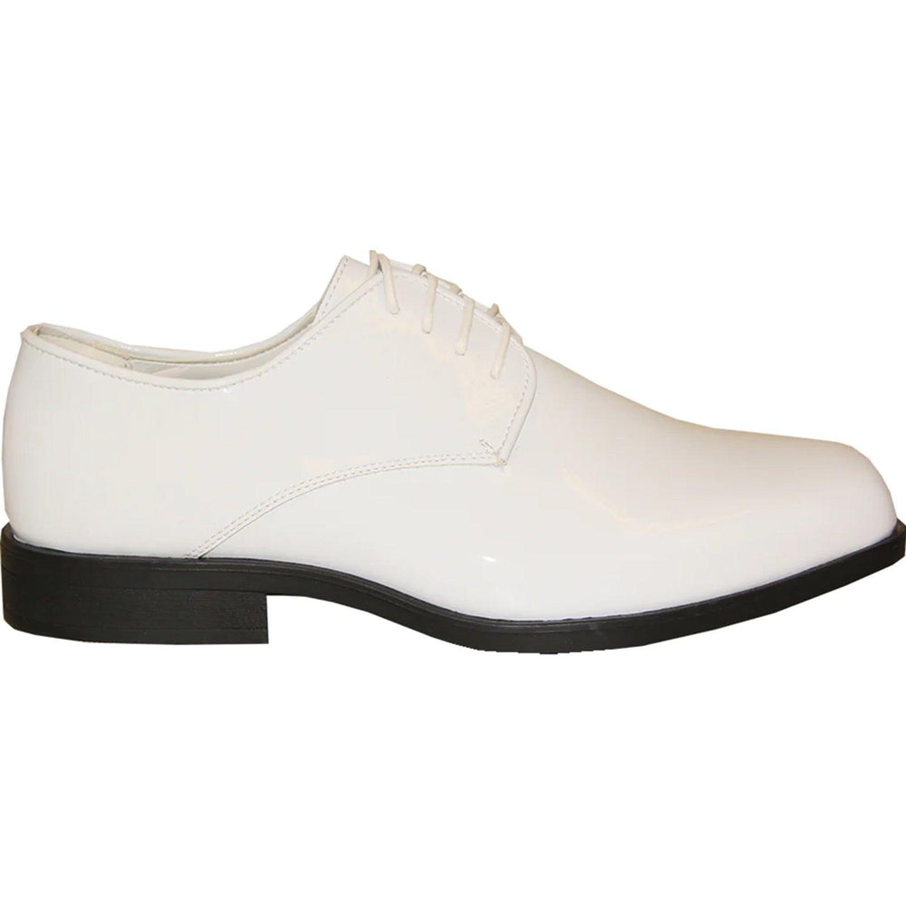 Bravo Men's Glossy White Patent Square Toe Tuxedo Dress Shoe - Elegant Mensattire