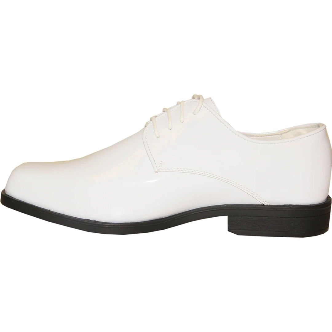 Bravo Men's Glossy White Patent Square Toe Tuxedo Dress Shoe - Elegant Mensattire