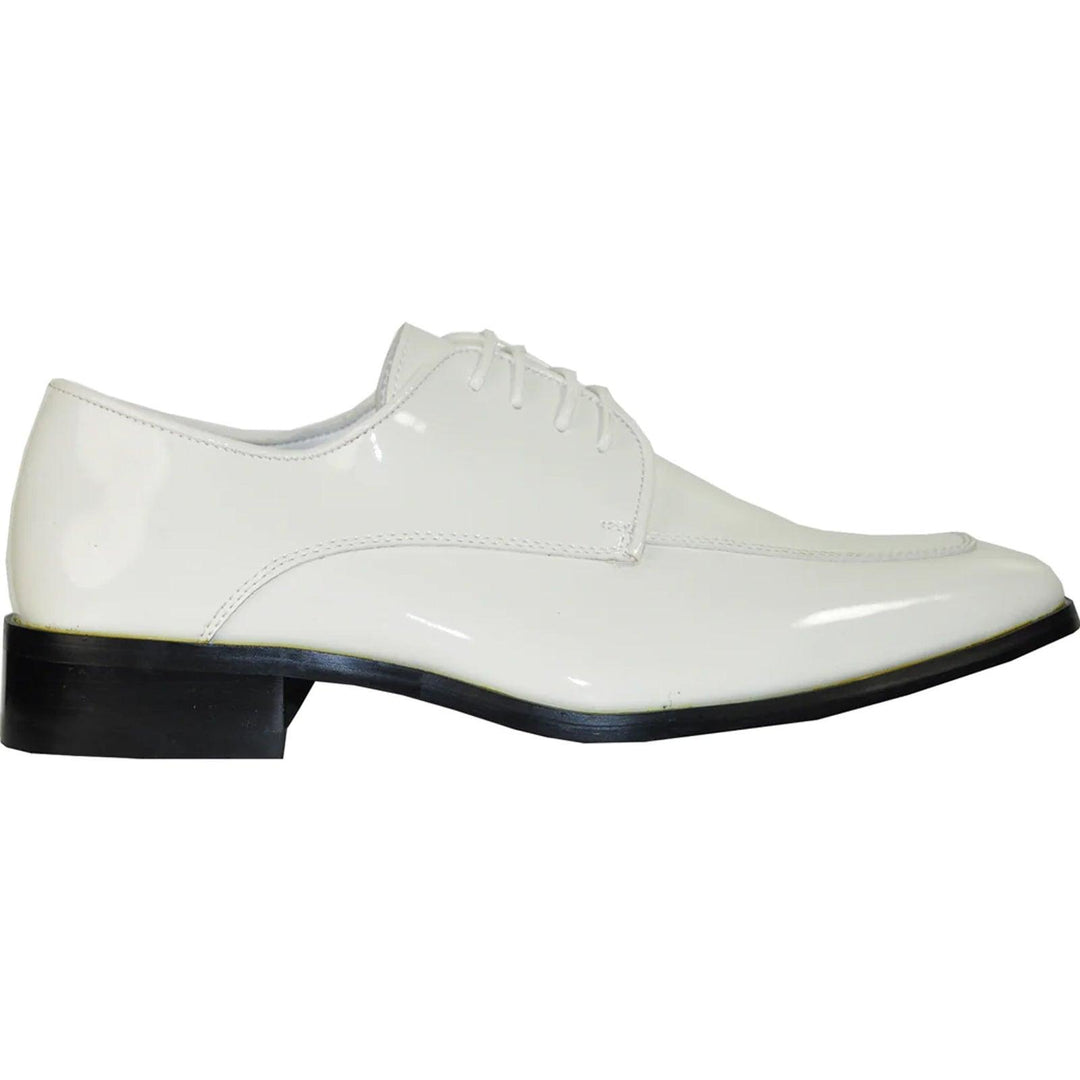 Bravo Men's Ivory Patent Moc Toe Tux Shoe - Classic Prom Elegance - Elegant Mensattire