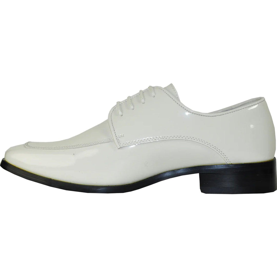 Bravo Men's Ivory Patent Moc Toe Tux Shoe - Classic Prom Elegance - Elegant Mensattire