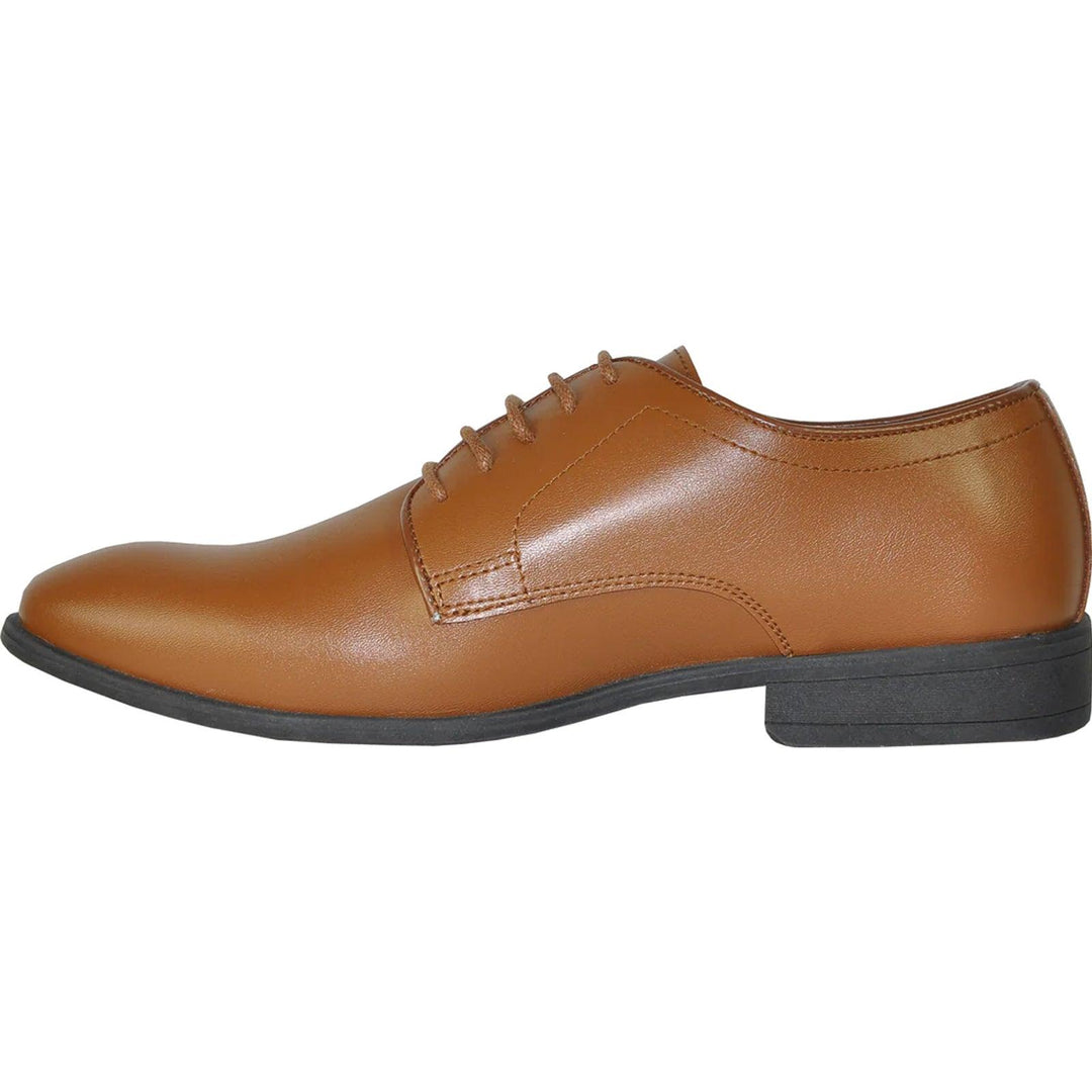 Bravo Men's Light Brown Classic Plain Toe Oxford Dress Shoe - Elegant Mensattire