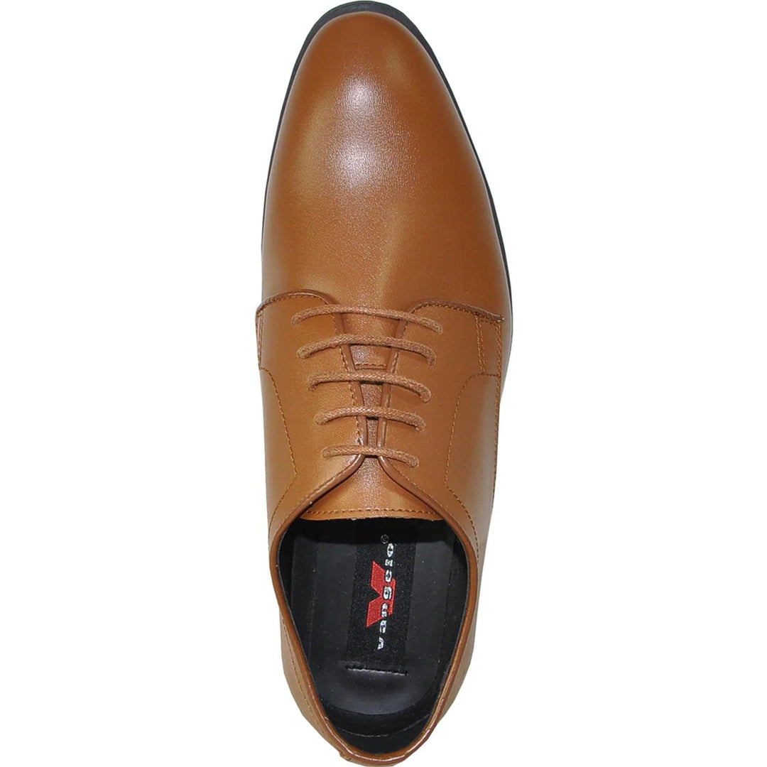 Bravo Men's Light Brown Classic Plain Toe Oxford Dress Shoe - Elegant Mensattire