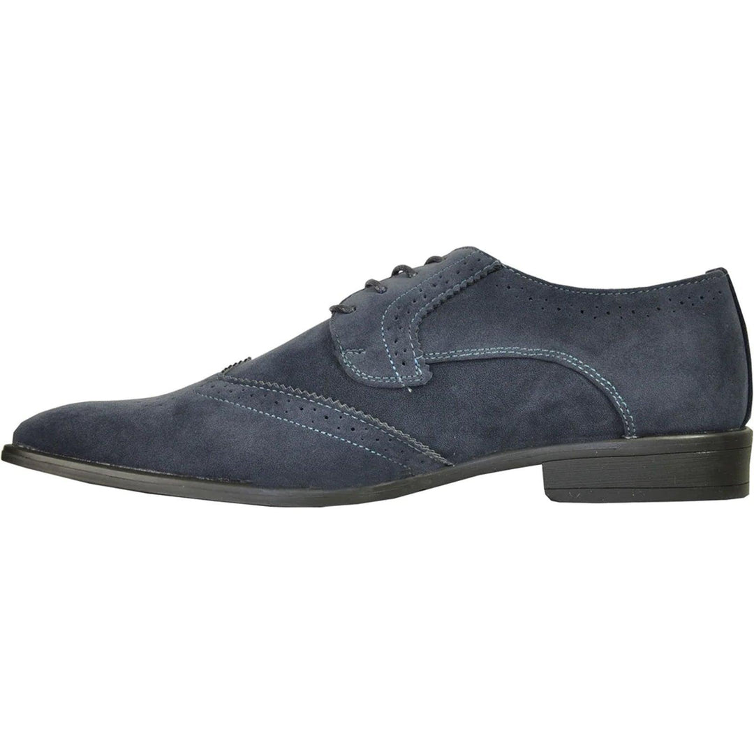 "Bravo Men's Navy Suede Wingtip Dress Shoes - Vegan-Friendly for Wedding and Prom" - Elegant Mensattire