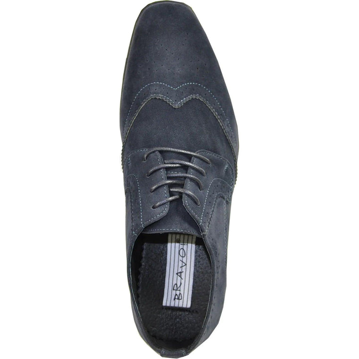 "Bravo Men's Navy Suede Wingtip Dress Shoes - Vegan-Friendly for Wedding and Prom" - Elegant Mensattire