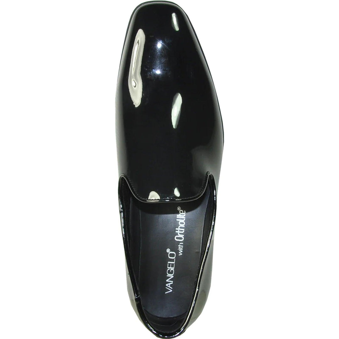 Bravo Mens Classic Patent Loafer Tuxedo Shoe in Black w/Plain Toe Slip On - Elegant Mensattire