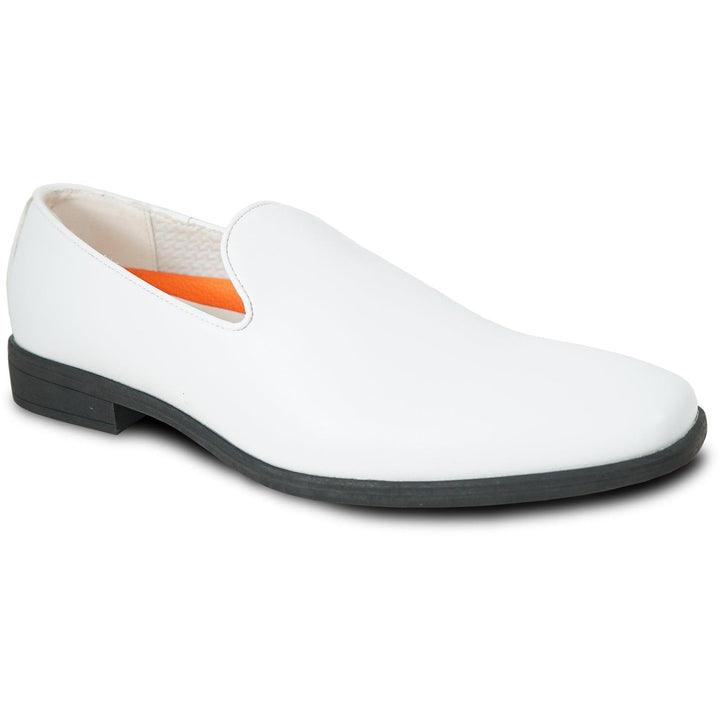 Bravo White Mens Classic Plain Toe Dress Loafer Slip-On Shoes - Elegant Mensattire