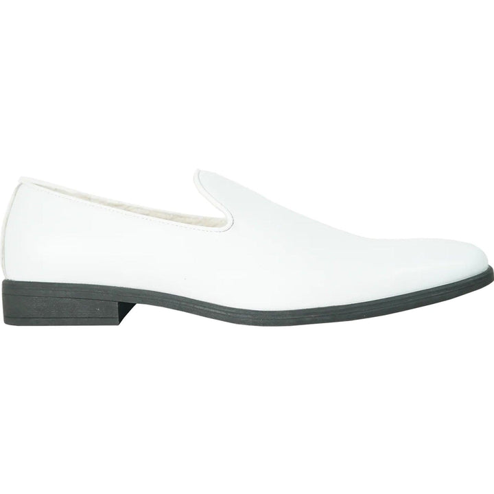 Bravo White Mens Classic Plain Toe Dress Loafer Slip-On Shoes - Elegant Mensattire