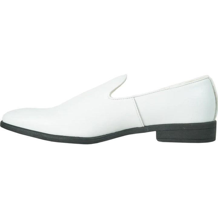 Bravo White Mens Classic Plain Toe Dress Loafer Slip-On Shoes - Elegant Mensattire