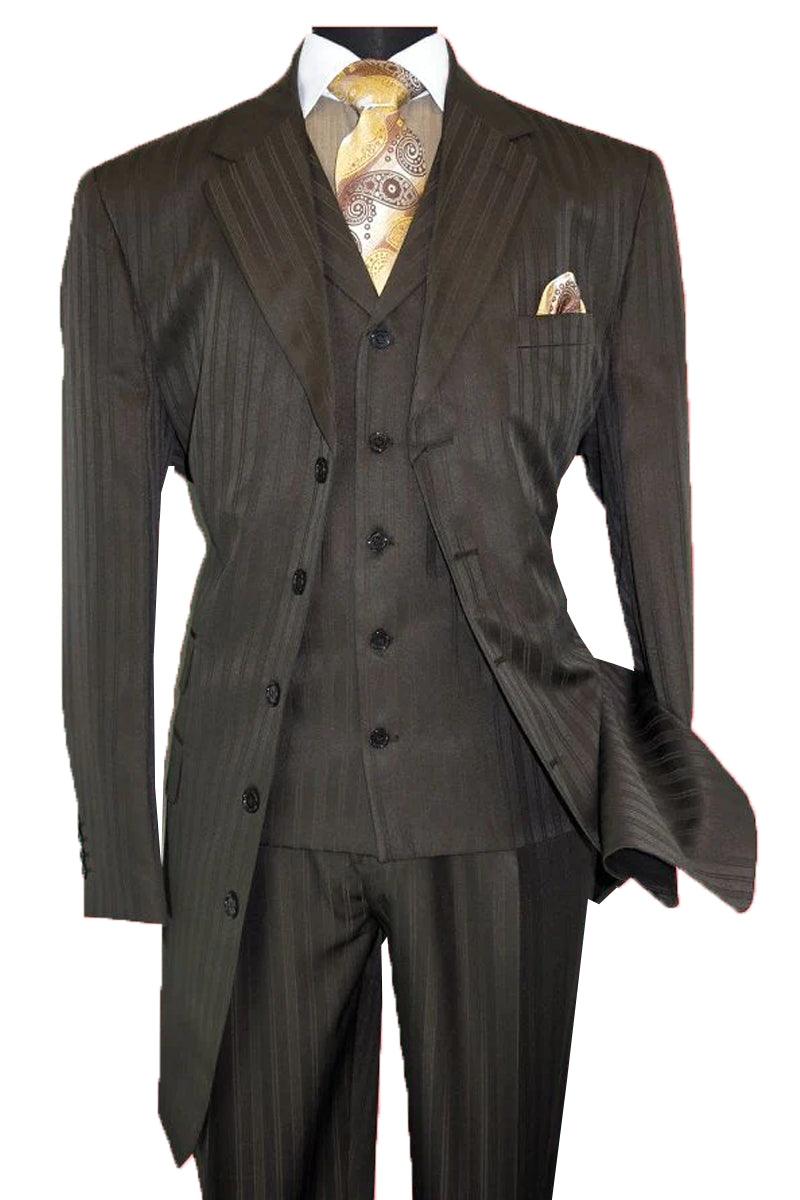 "Brown Tonal Pinstripe Zoot Suit by Fortino Landi | Menswear Luxe" - Elegant Mensattire