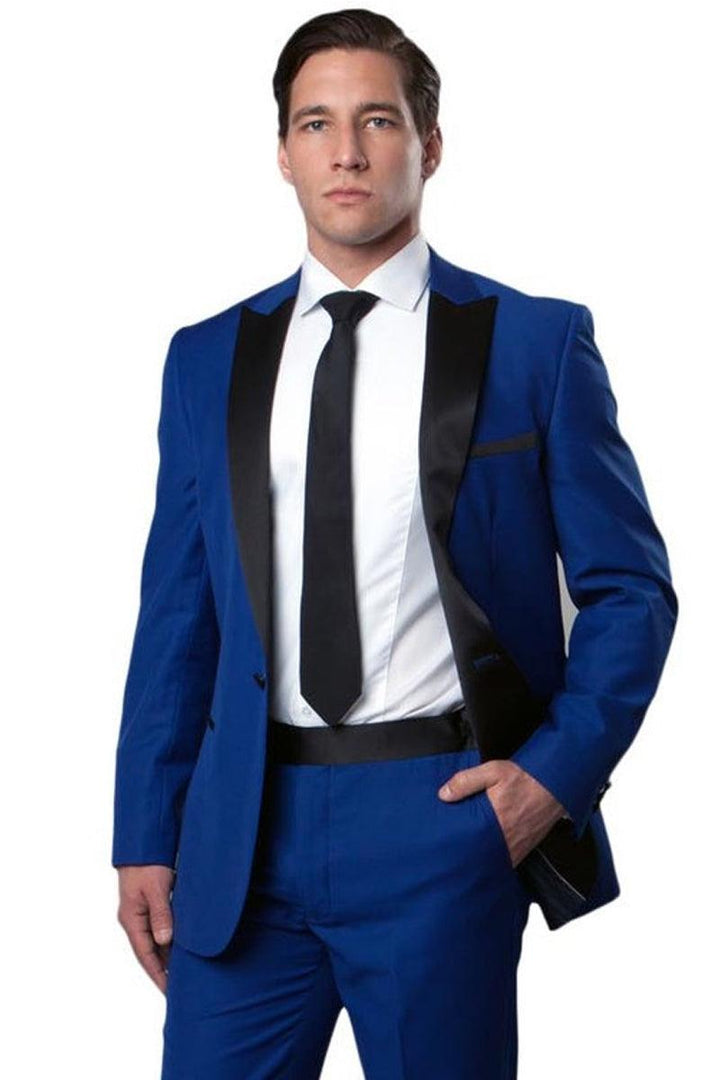 Bryan Michaels Men's Royal Blue Slim Fit Wedding Tuxedo with Peak Lapel - Elegant Mensattire