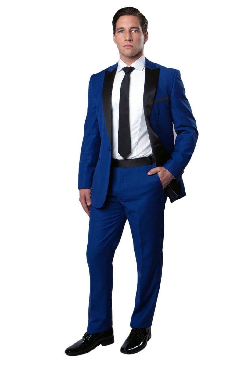 Bryan Michaels Men's Royal Blue Slim Fit Wedding Tuxedo with Peak Lapel - Elegant Mensattire